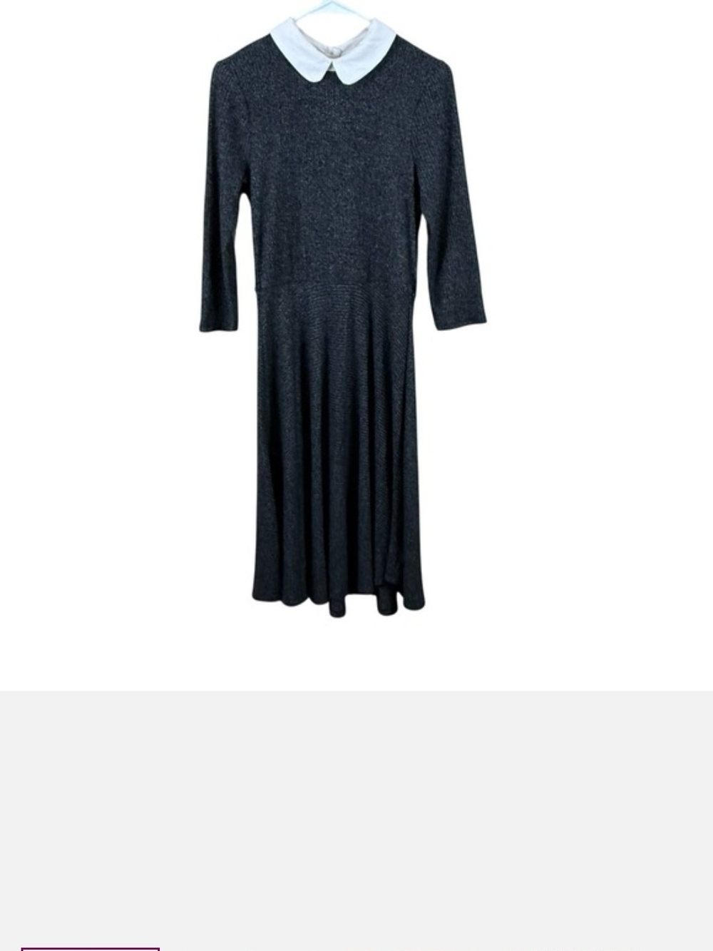 Modcloth Perfectly Polished Classic Gray Dress with White Peter Pan Collar 1x
